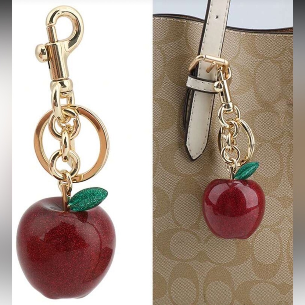 New Red Glitter Apple Keychain/Bag charm - Picture 4 of 5